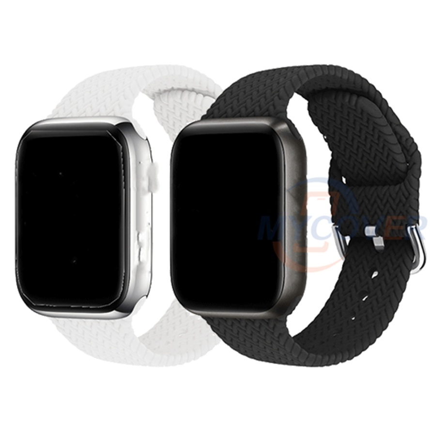 Braided Silicone Loop Strap For Smart Watch Series 8 7 6 SE 5 4 3 2 1 ...