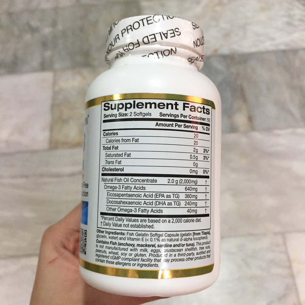 California Gold Nutrition Omega-3 Premium Fish Oil 120mg DHA ...