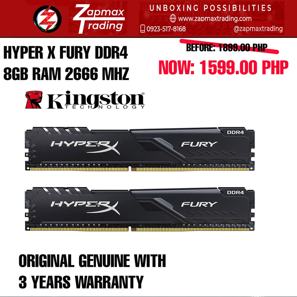 Hyperx Fury (8GB DDR4, 2666mhz, HX426C16FB/8), Random Access Memory ...