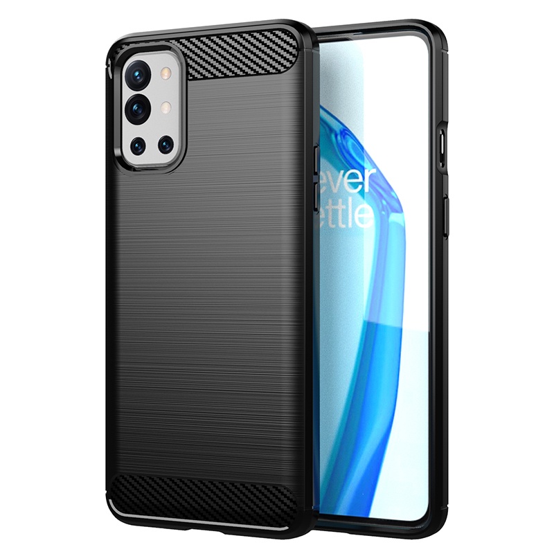 Voor Oneplus 9r Case Een Plus 8 9 R Pro Cover Shockproof Bumper Zachte Siliconen Carbon Fiber