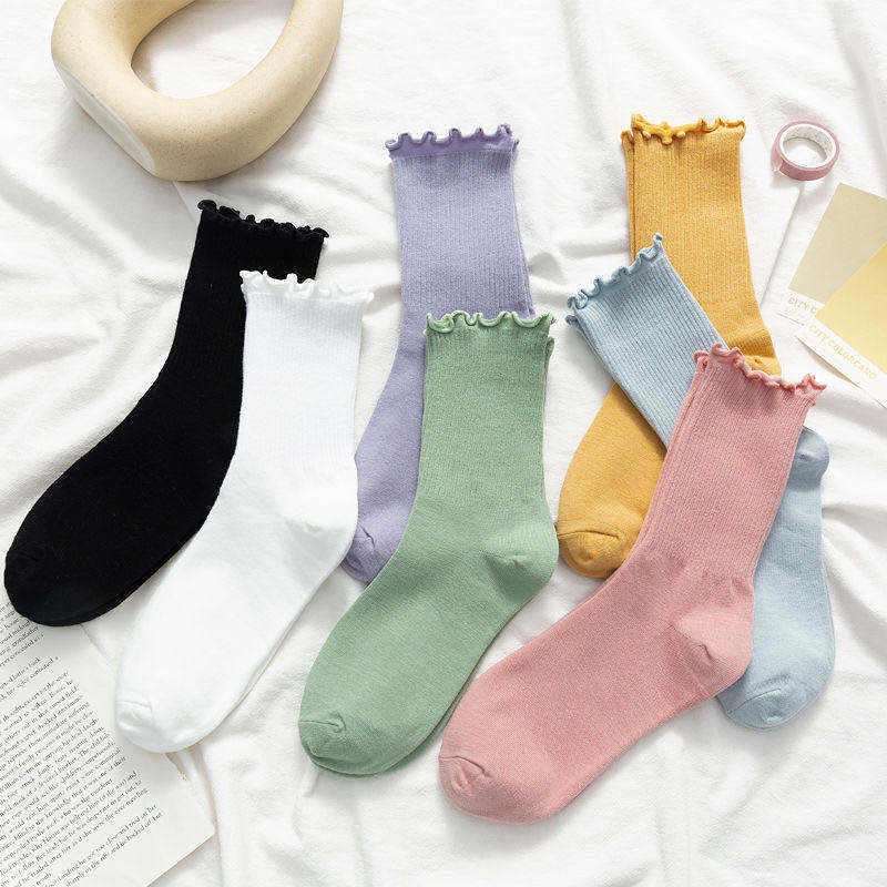 Fungus Side Socks Women's Middle Tube White Summer Autumn ins Lace ...