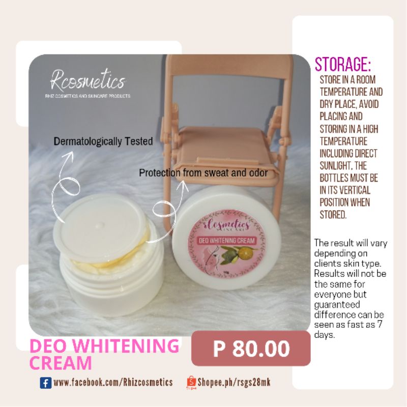 Rcosmetics Deo Whitening Cream 10g Shopee Philippines
