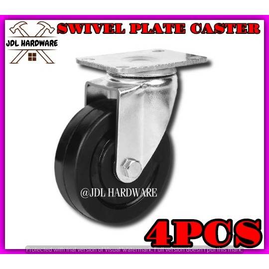 3103 4PCS Soft Rubber Swivel Plate Caster Wheels 2