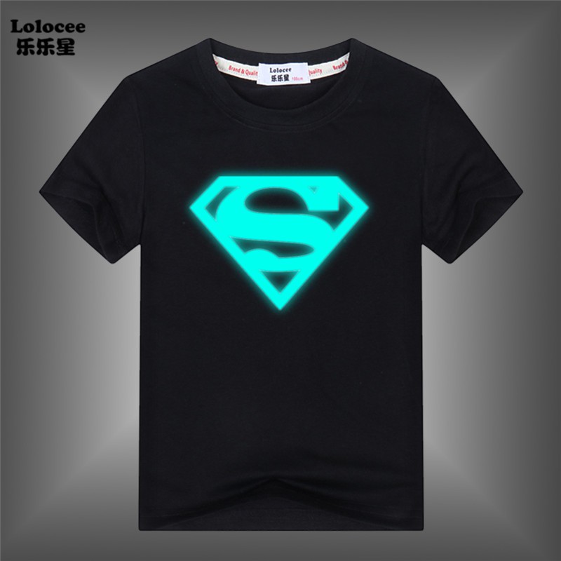Luminous T Shirts Boys Superman Batman Iron man Glow in dark Short Sleeve Tops Shopee Philippines
