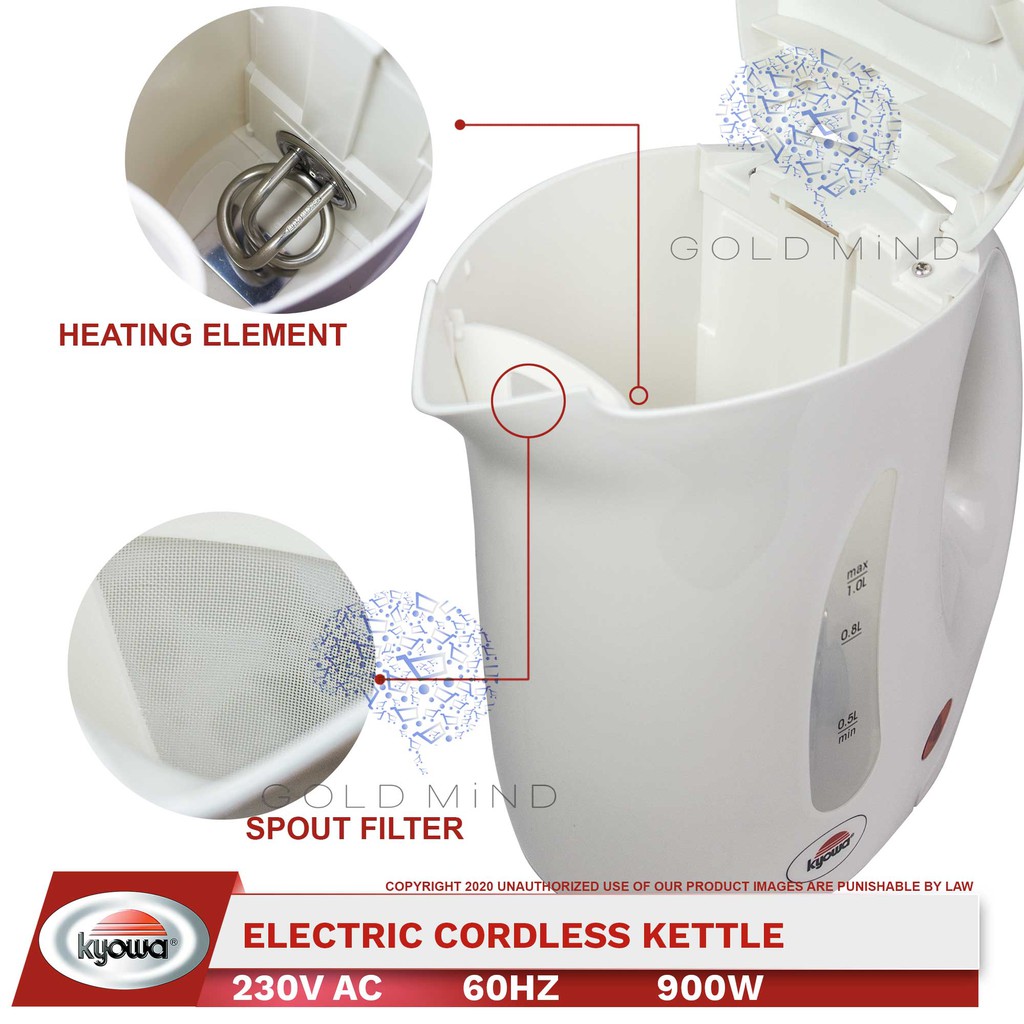 Kyowa Electric Kettle 1L Capacity 900W Heat Resistant Plastic Body Shopee Philippines