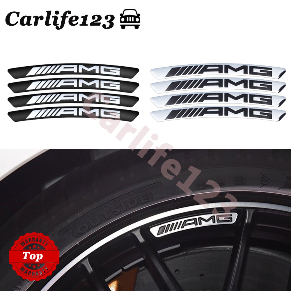 Set/4pcs Mercedes-Benz AMG Logo Emblem Wheel Rim Stickers Aluminum ...