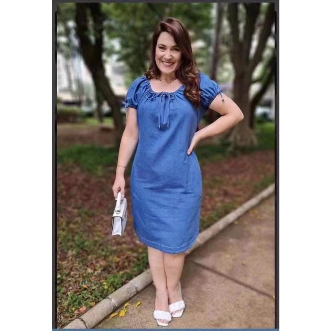 shopee denim dress Very good quality Best fits small to large frame Free size stretchable Wedding Party Dresses | Dress Length:REGULAR - 5'3