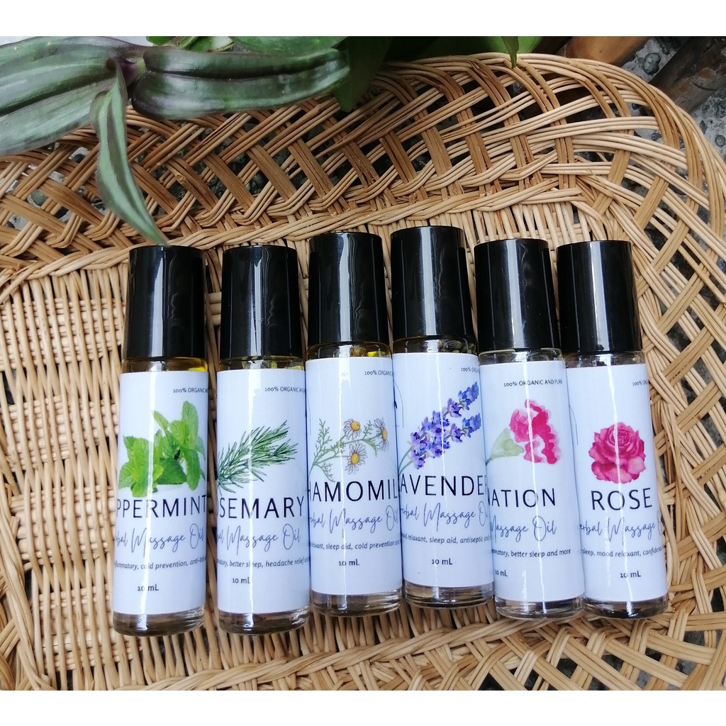 Herbal Massage Oilbody Oilskin Oil Roll On Aromatherapy Chamomile Peppermint Lavender Rose 3716