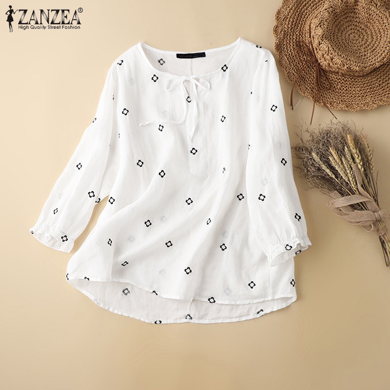 ZANZEA Spring Fashion Women V Neck Long Sleeve Floral Embroidery