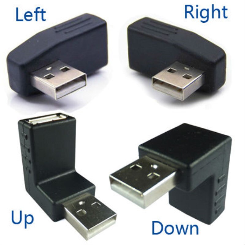90 degree Left /Right /Up/Down Angle L Bending USB 2.0 A Male to Female ...