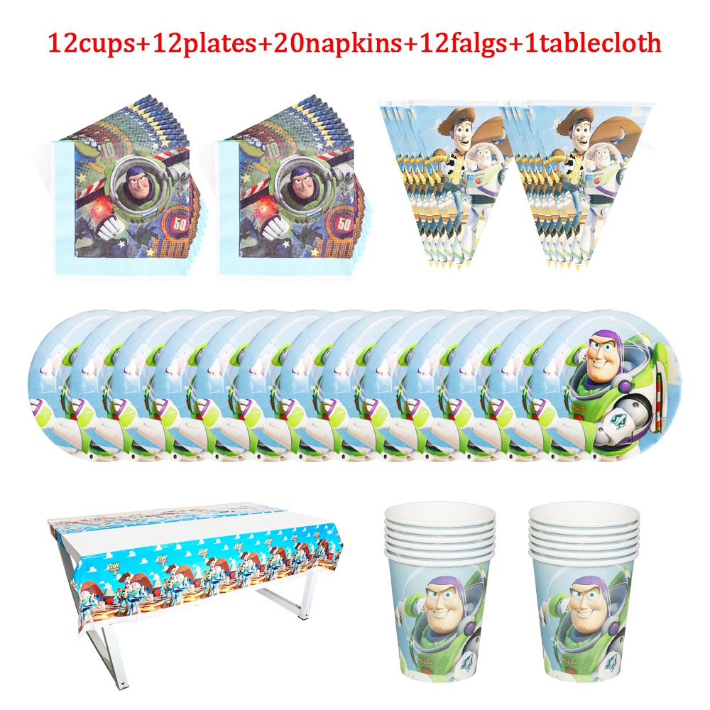 Toy Story Party Decorations Kids Birthday Disposable Tableware Cups