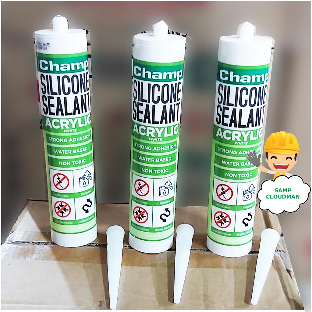 Champ Paintable Silicone Sealant Acrylic White 300ml NonToxic Water