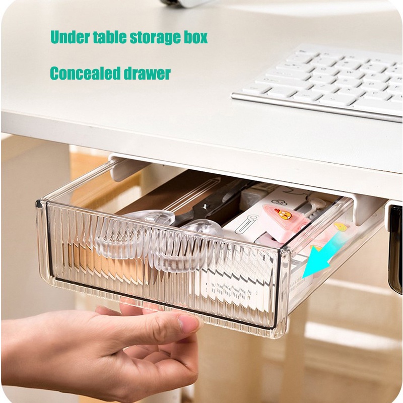 Transparent drawer storage box under the table paste desktop storage ...