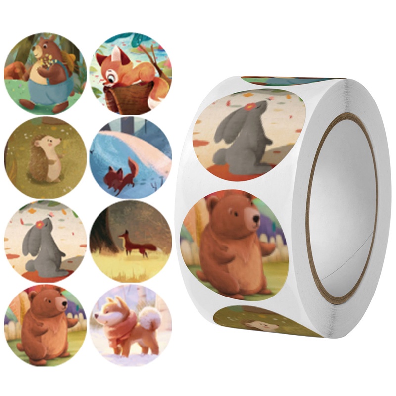 500pcs Cartoon Animal Children Sticker Label Thank You Cute Toy Game ...