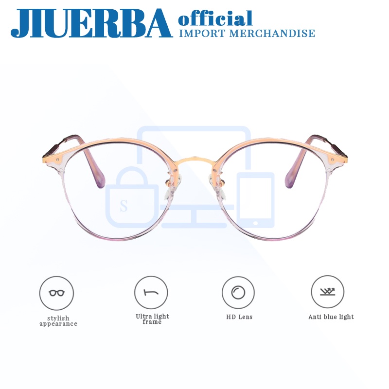 Jiuerba Round Myopia Eyeglasses Frames New Fashion Anti Radiation Blue