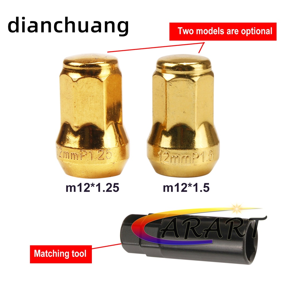 4 Pcs 12x1.5/1.25 mm Alloy Locking Wheel Nuts Tapered Security Bolts ...
