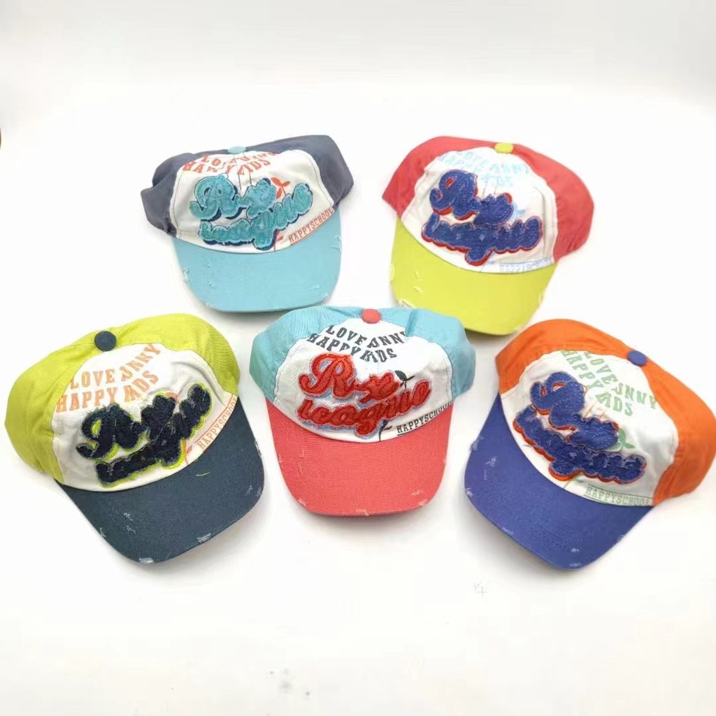 BGC Korean Kids Cap Patch Letters Cotton washed base ball Cap Sun hat ...