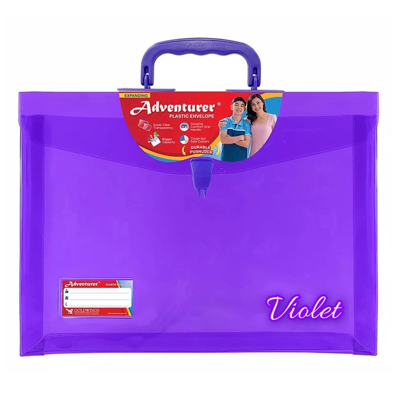 Adventurer Expanding Plastic Envelope Colored Transparent With Handle