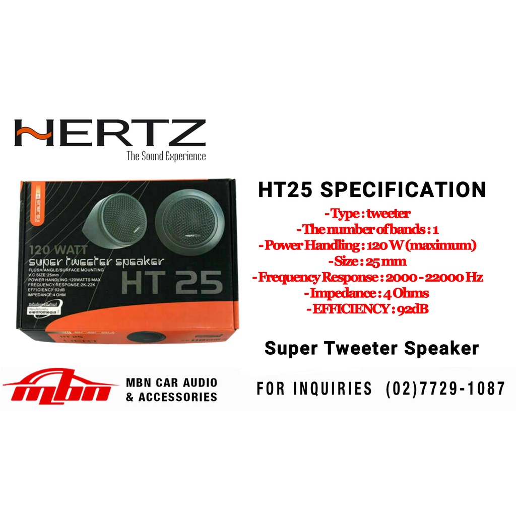 Hertz 1" (25mm) Super Tweeter Speaker (HT25) Shopee Philippines