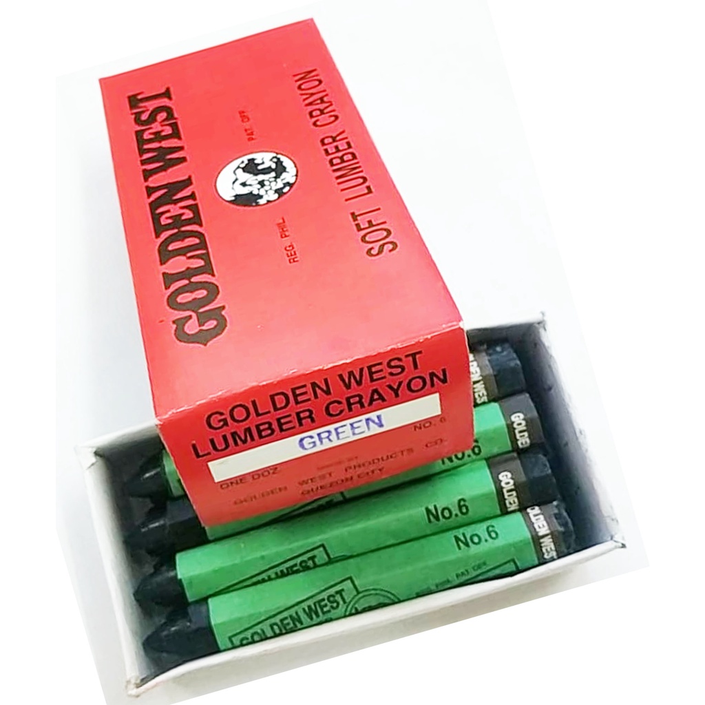 GOLDEN WEST LUMBER CRAYON ( GREEN COLOR ) 1 DOZEN PER BOX