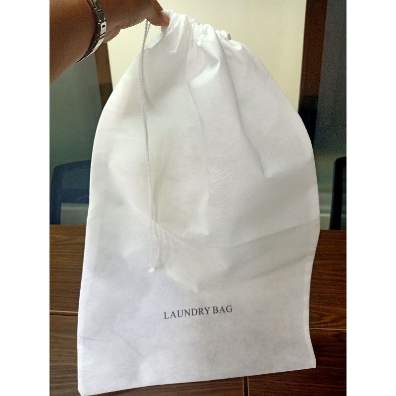 (12PCS) Laundry Bag (NonWoven) Drawstring; Disposable Laundry Bag; Hotel Laundry Bag Shopee