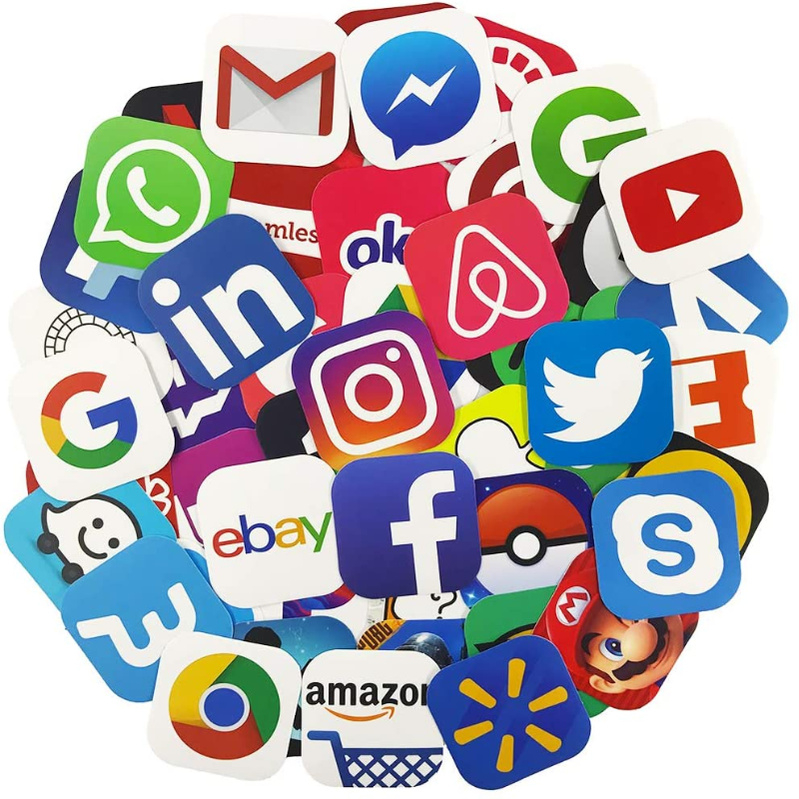 51pcs App Stickers for Tumbler Subject Notebook Laptop Waterproof Water ...