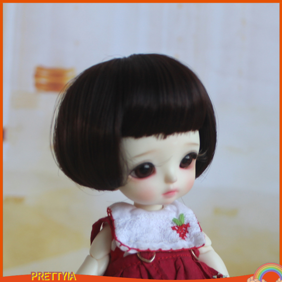 [ Doll Fashionable Short Straight Hair w/Bangs for 1/8 BJD Dolls, Black