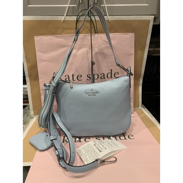 Kate Spade Rosie Crossbody Bag Pebbled Leather Ocean Fog Blue w Zip