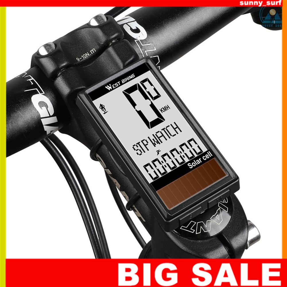 SUNNY S-S Solar Cell 5 Languages Wireless Bike Computer Auto ON/OFF ...