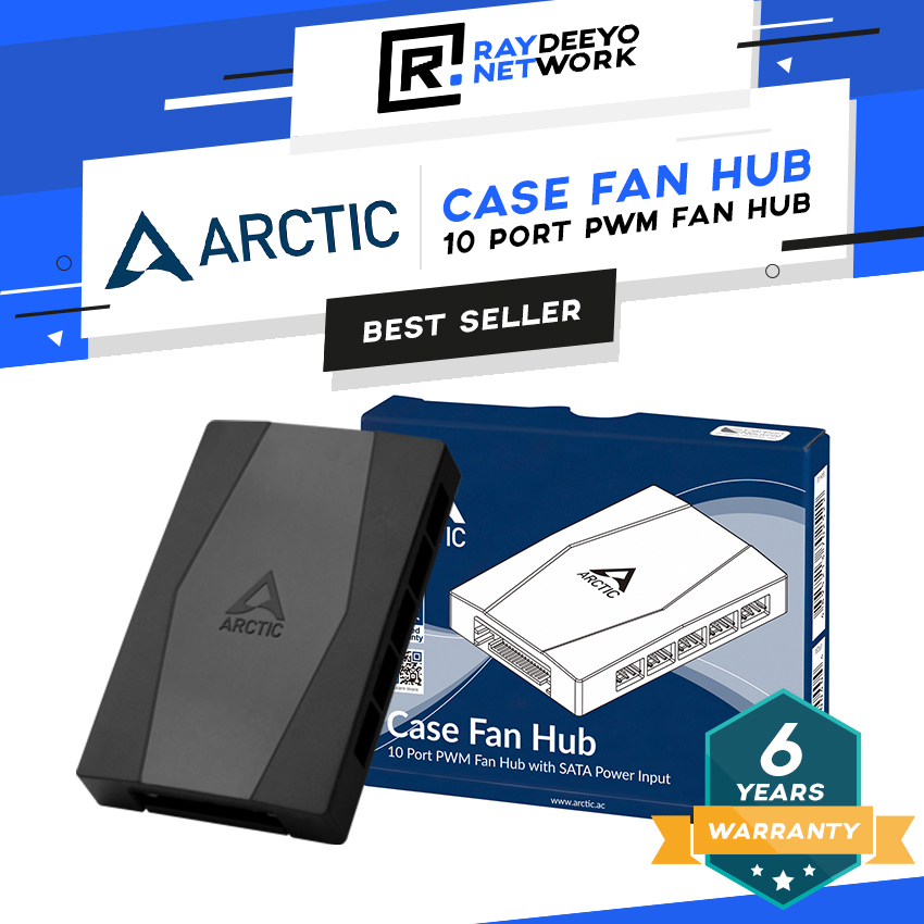 Arctic Case Fan Hub 10 Port PWM Fan Hub with SATA Power [Centralised