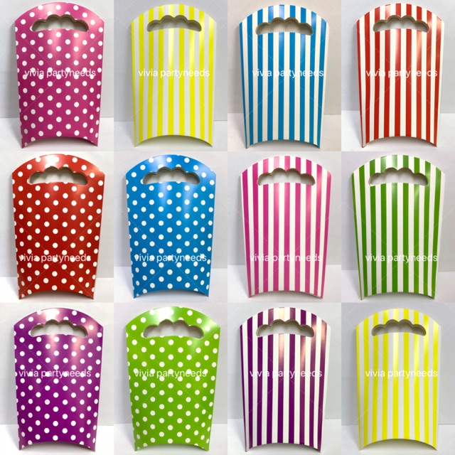10pcs paper loot bag stripes/polka dots 14cmX25cm | Shopee Philippines