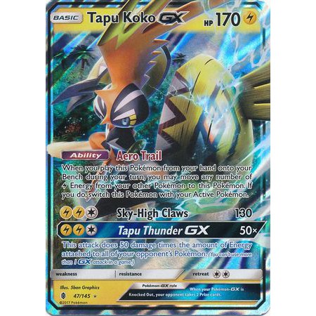 Tapu Koko GX 47/145 Full Art Holo Ultra Rare Pokemon Guardians Rising  NM/Mint