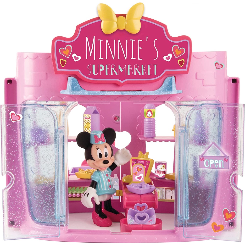 Cute Disney Minnie Mouse Supermarket Miniature Playset Mini Mart Figure