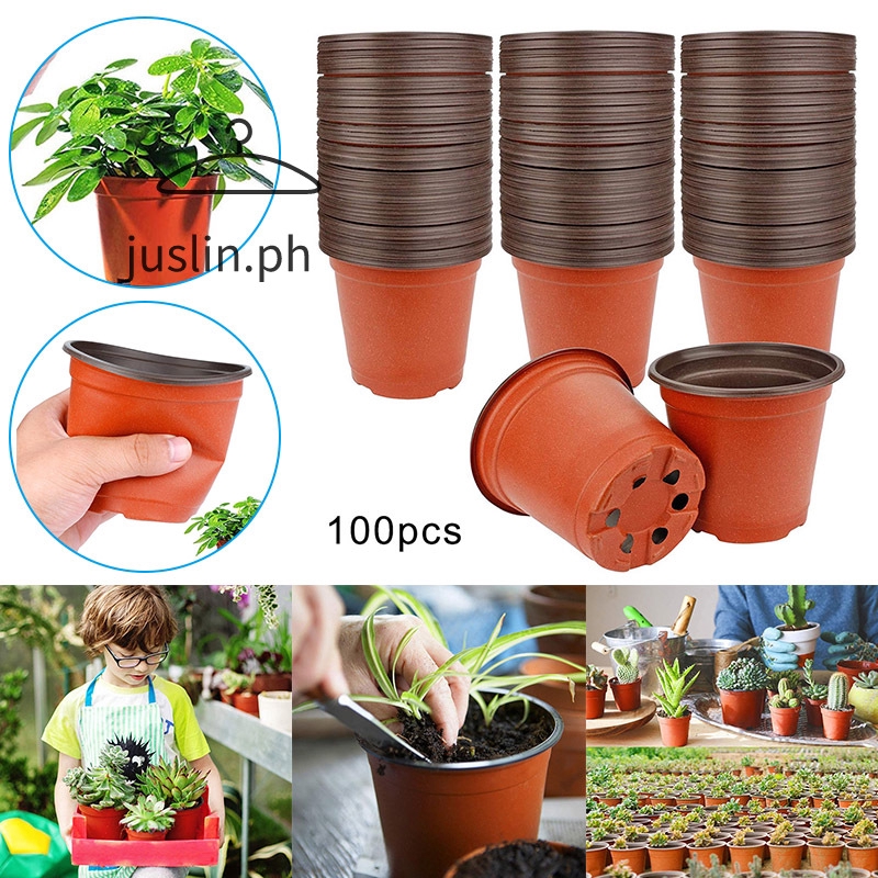 100 Pcs Plastic Plants Nursery Pot/Pots Seedlings Flower Plant Conta ...