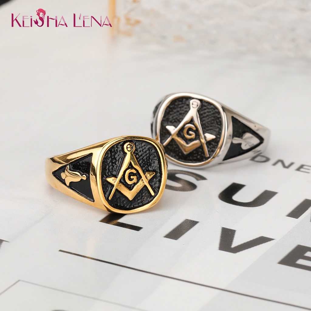 2022 New Retro Stainless Steel AG Masonic Pattern Ring Men's Ring ...