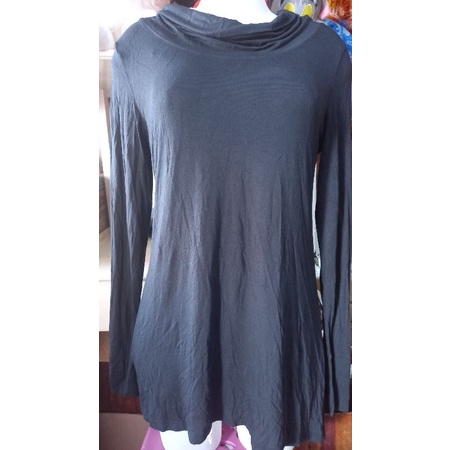 Premium Preloved Plus Size Blouse Size L-2XL Pure Black Haba 80cm ...