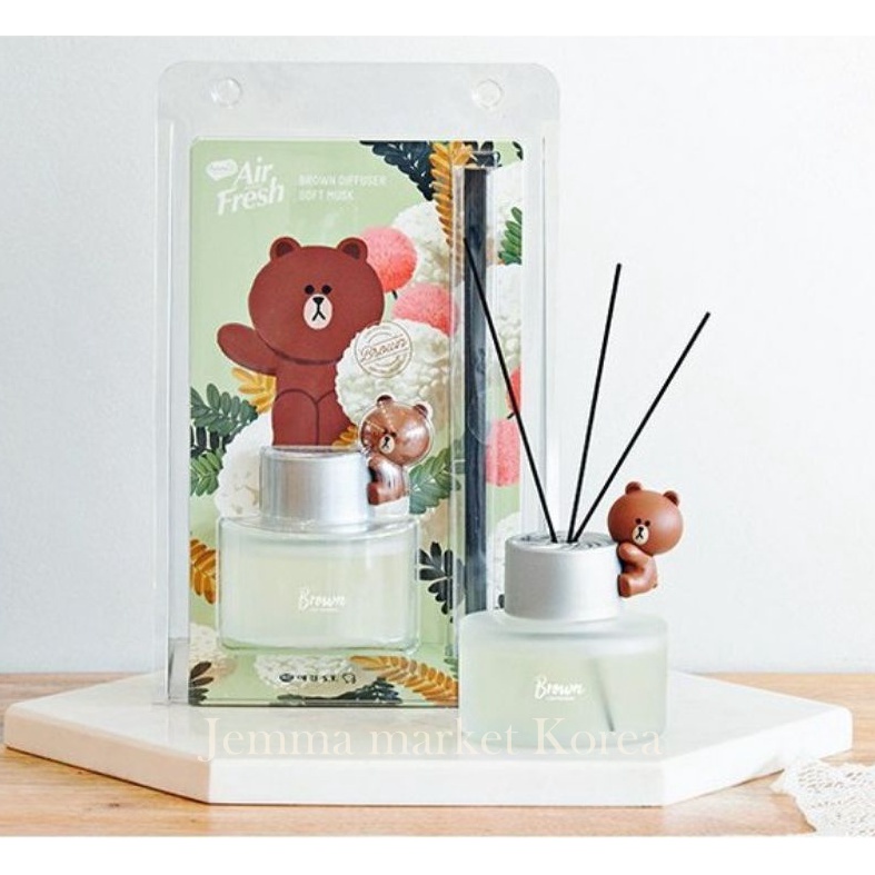 Korea Air Fresh Line Friends Diffuser with Brown Figure (70ml)1EA Soft ...