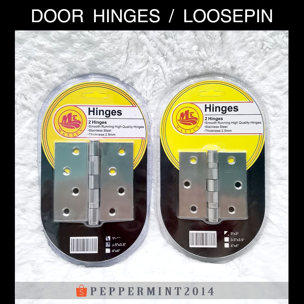 Door Hinges Loose pin Bisagra 3x3 31/2x31/2 Stainless Steel Maxten