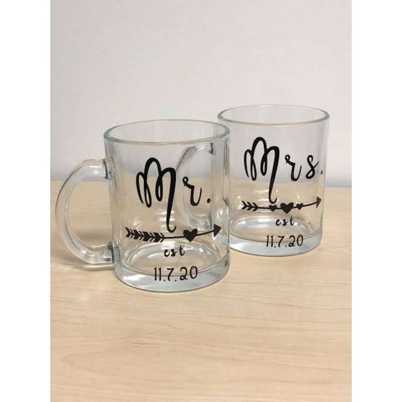 Wedding Give aways Souvenir Custom Glass Clear Mug(Pwd Sariling design