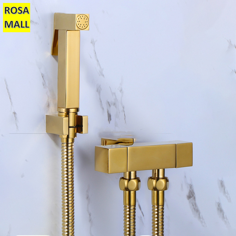 Rosa Mall Bathroom Gold Bidet Sprayer Set brushed gold Solid Brass