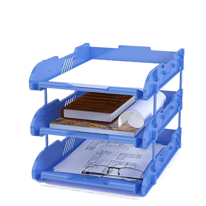 Threetier file shelf racks folder storage box vertical layered shelf