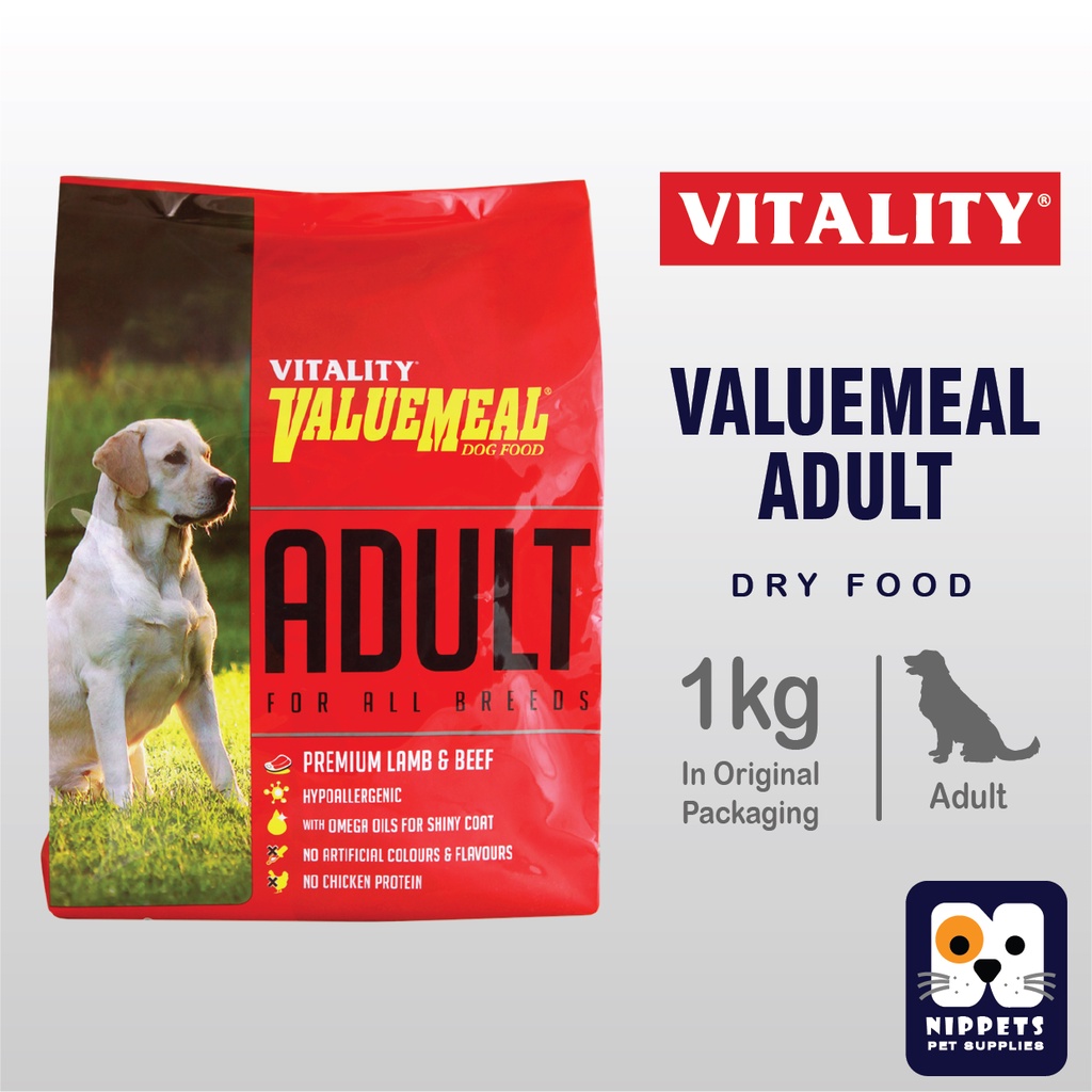 VITALITY VALUEMEAL Lamb and Beef Dry Dog Food for Adult 1kg Shopee