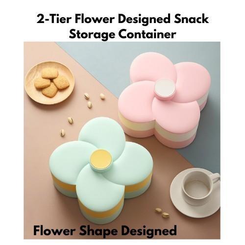 2-Tier Flower Designed Snack Storage Container | Shopee Philippines