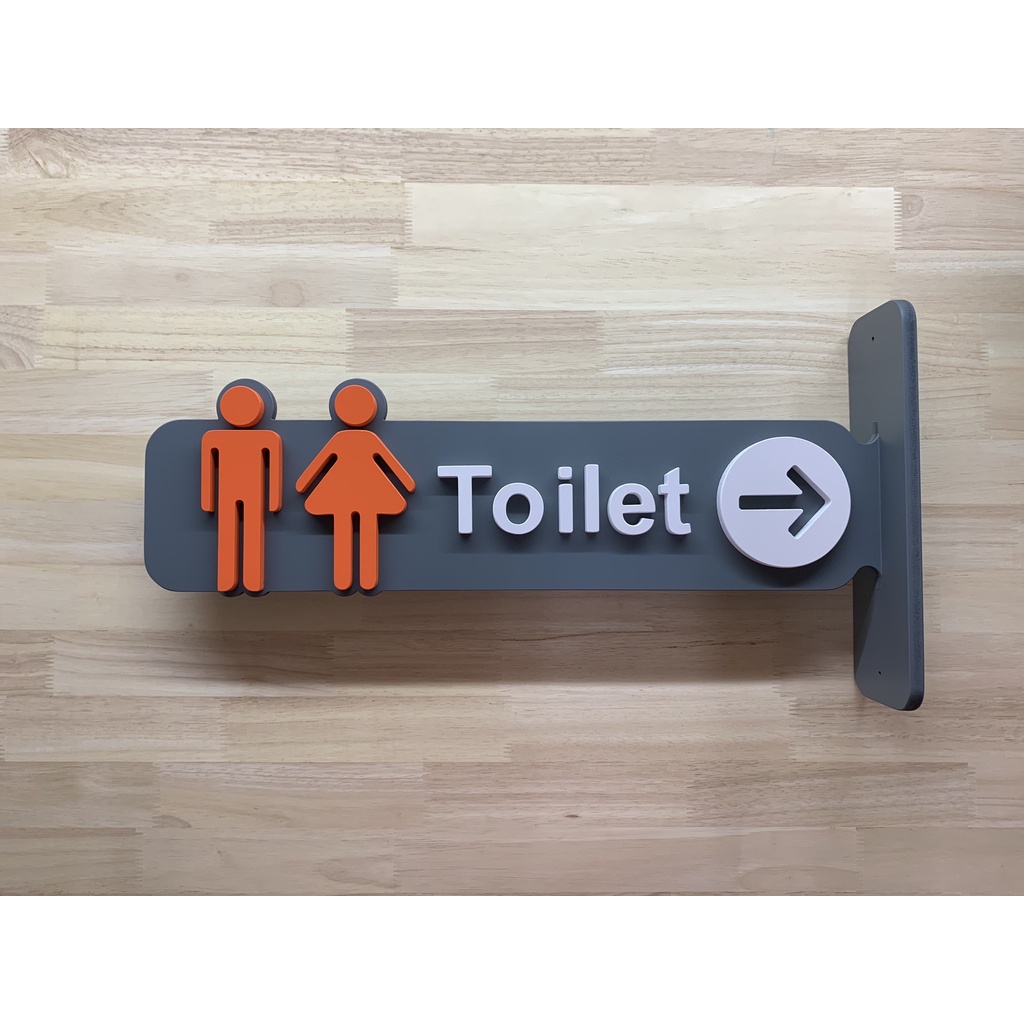 Bathroom Sign Protruding From The Wall Gray-Orange 50x28 cm | Shopee ...