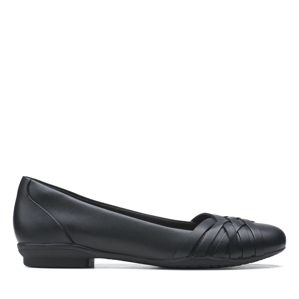 Clarks Women's Sara Bay Ballet Flats- Black Leather