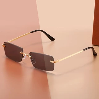 Exquisite Cheetah Logo Square Rimless Sunglasses Mens For Men And