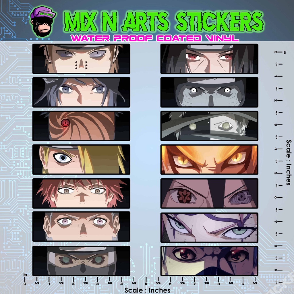 Naruto 3D Eye Slap V2 Waterproof Vinyl Sticker for Motorcycle Tumbler