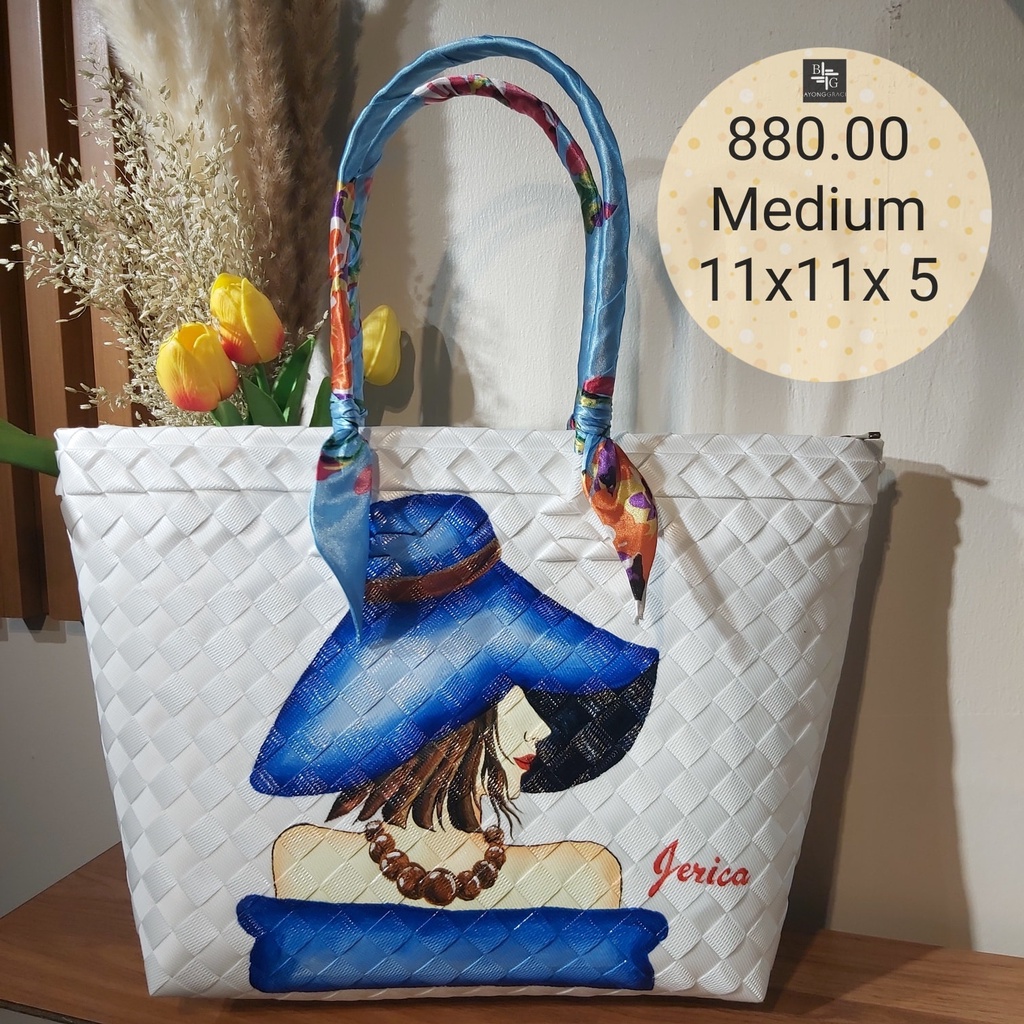 HAND PAINTED BAYONG BAG GIRL IN HAT Shopee Philippines