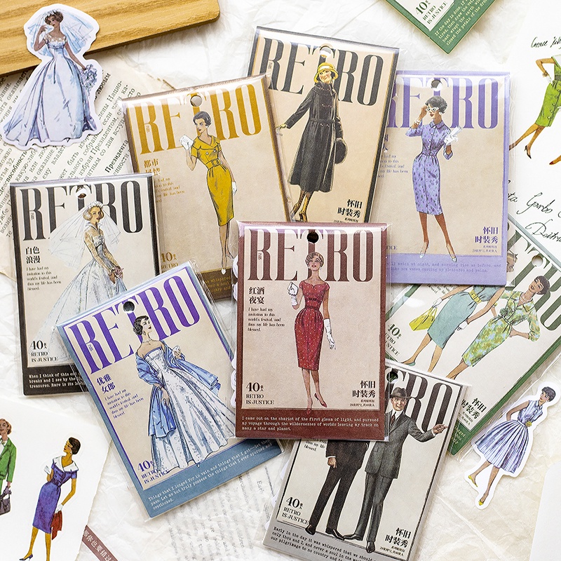 40pcs/pack Fashion Magazine Series Stickers DIY Scrapbooking Junk ...