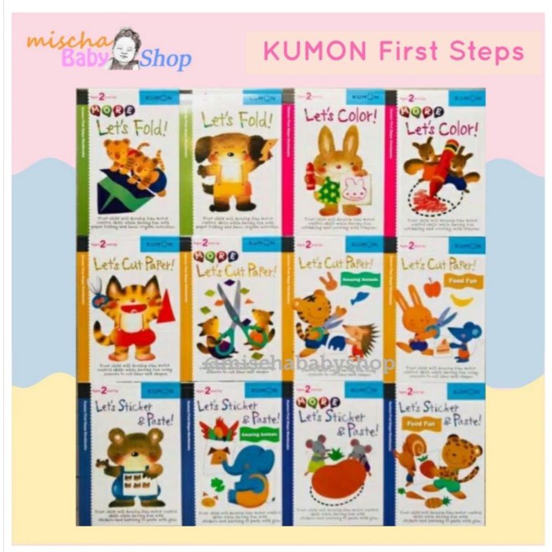 Kumon First Steps Workbook Ages 2 years and Up Lets Sticker Paste Cut ...